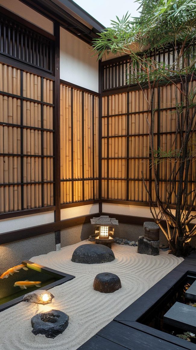 Earthy Maple Japanese Yard Fence