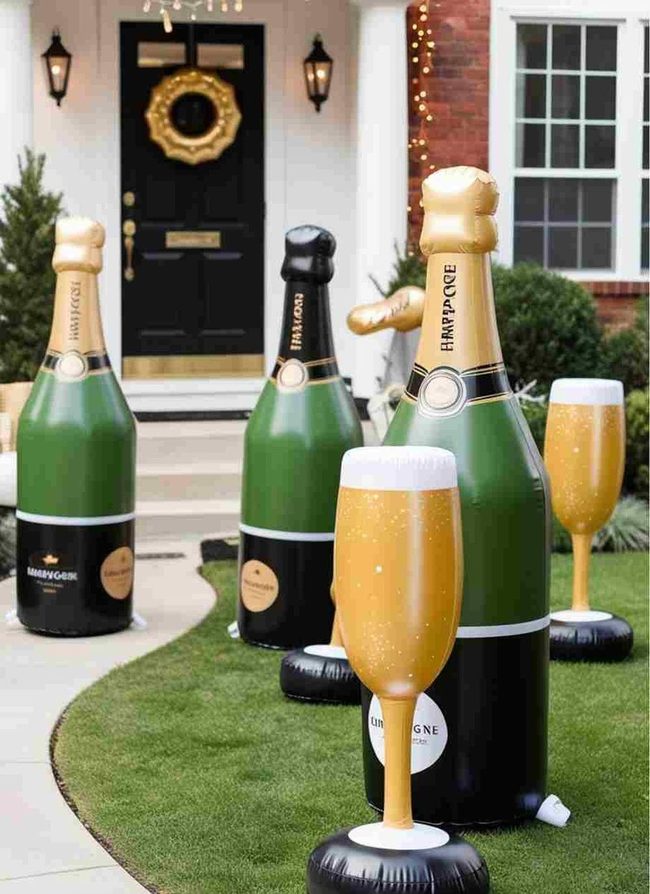 Oversized Champagne Bottles Yard Statement