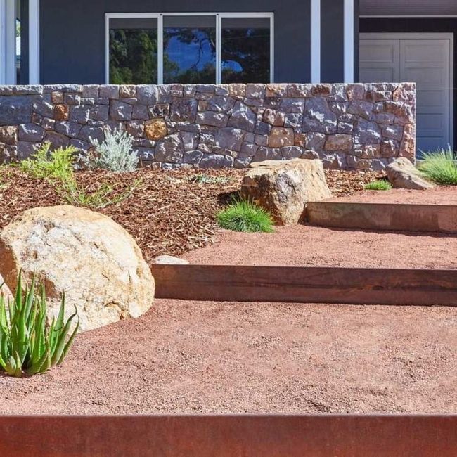 Rust-Patina Steel Garden Steps