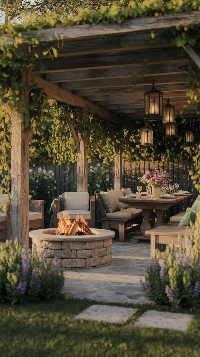 Weathered Wood Backyard Gathering Space
