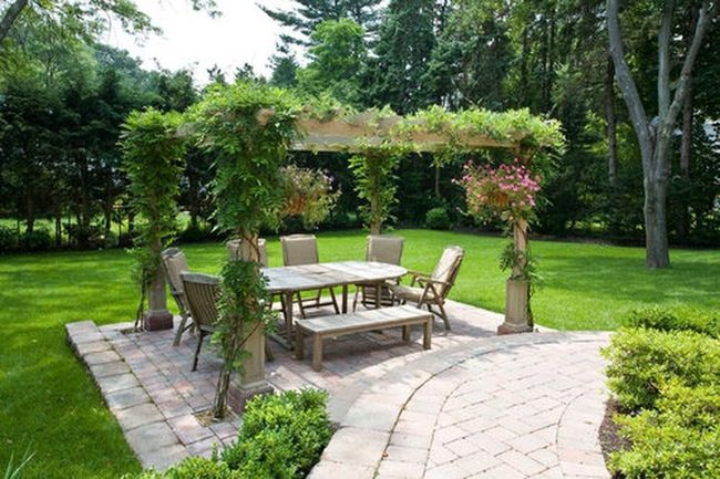 Wooden Beams With Climbing Roses