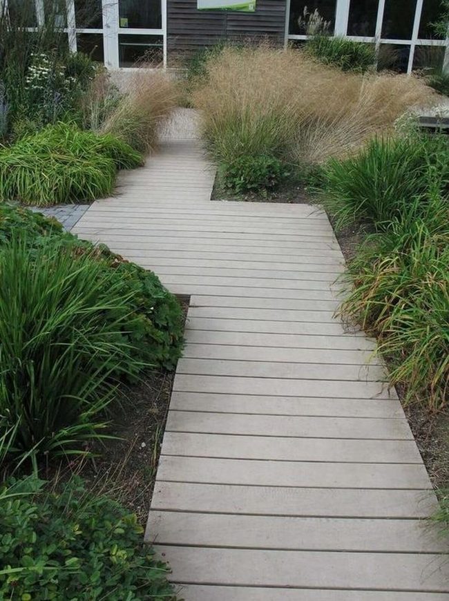 Beige Wood Paths Through Green