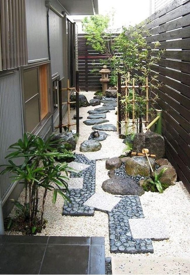 White Gravel Paths Among Bamboo And Stone
