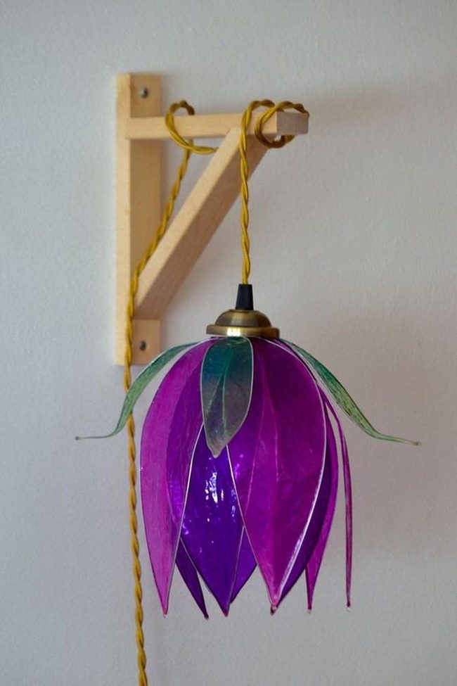 Purple Petal Glass Flower Light