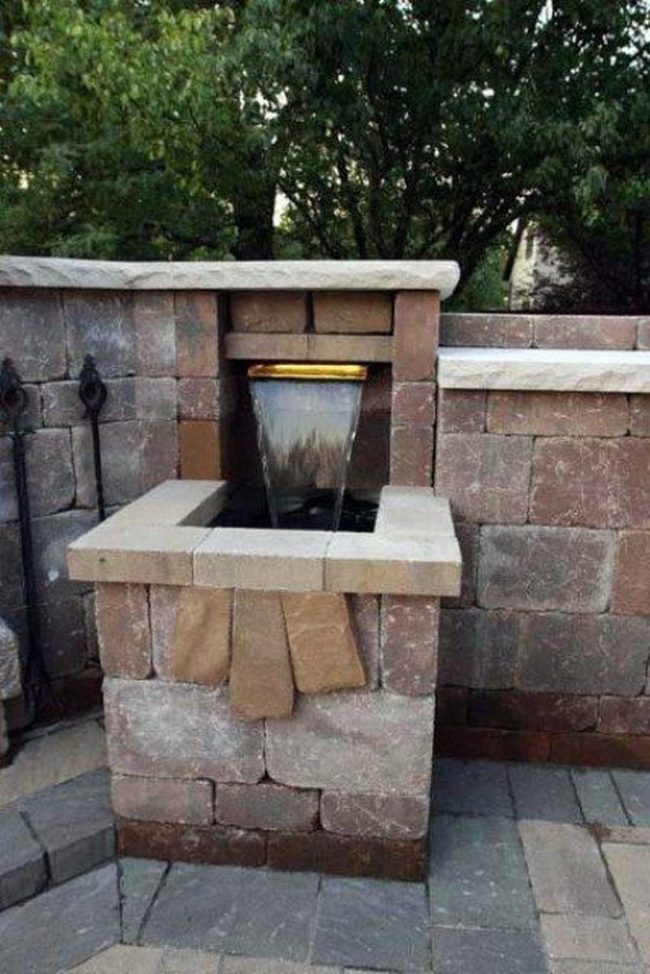 Metal Water Feature Stone Garden