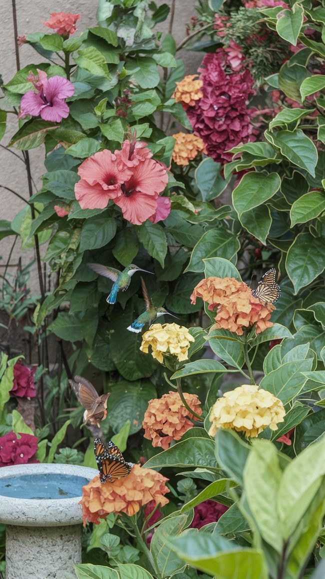 Tropical Blooms Attract Hummingbirds Butterflies