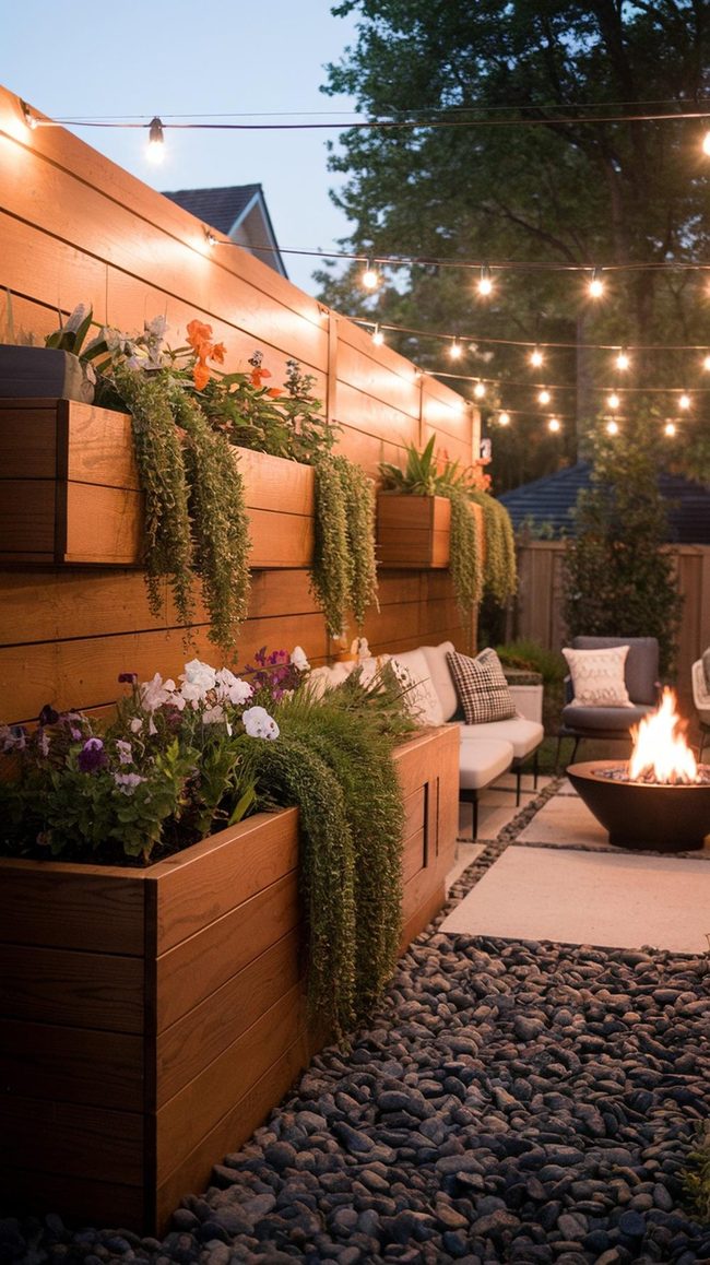 Fence-Integrated Planter Landscape