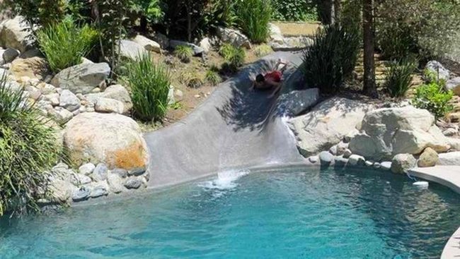 Backyard Water Slides Stone Elements