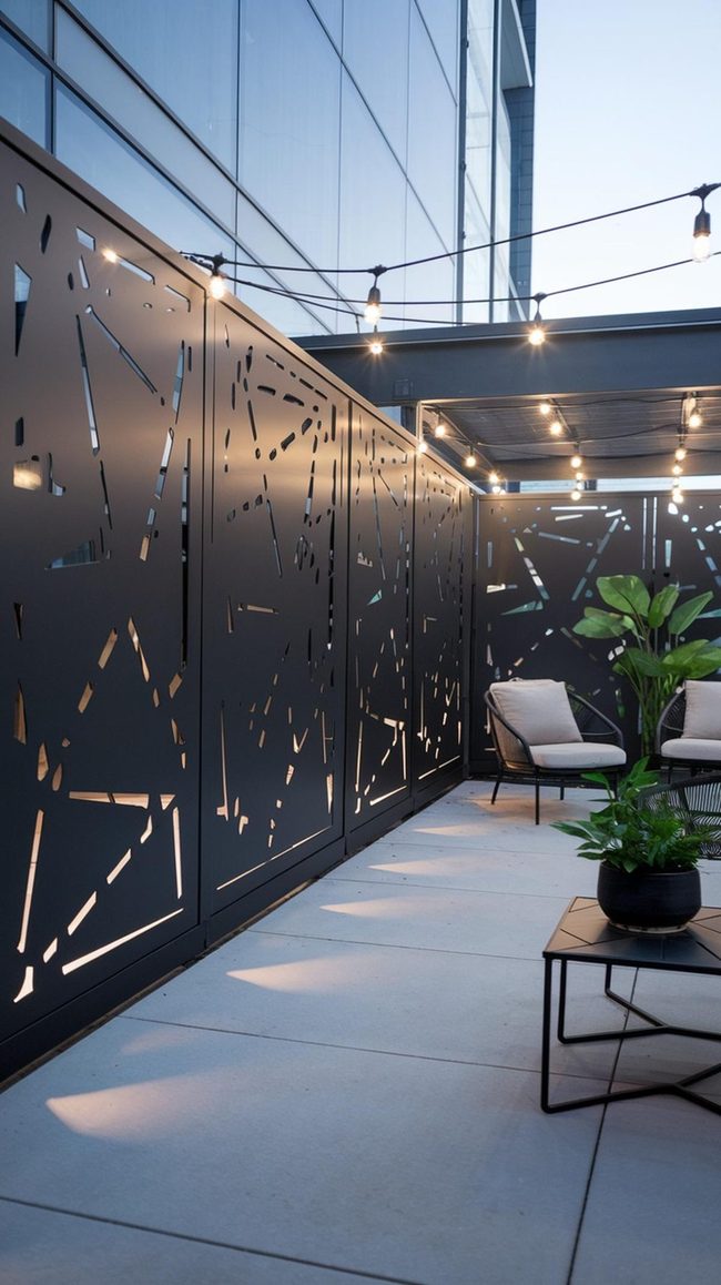 Geometric Chrome Fence Glow