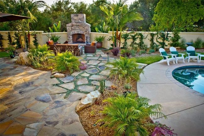 Paved Pathways With Fireplace Focal Point