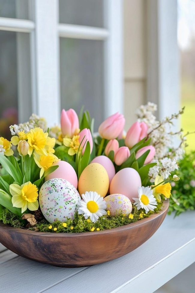 Pastel Tulips And Eggs Outdoor Living
