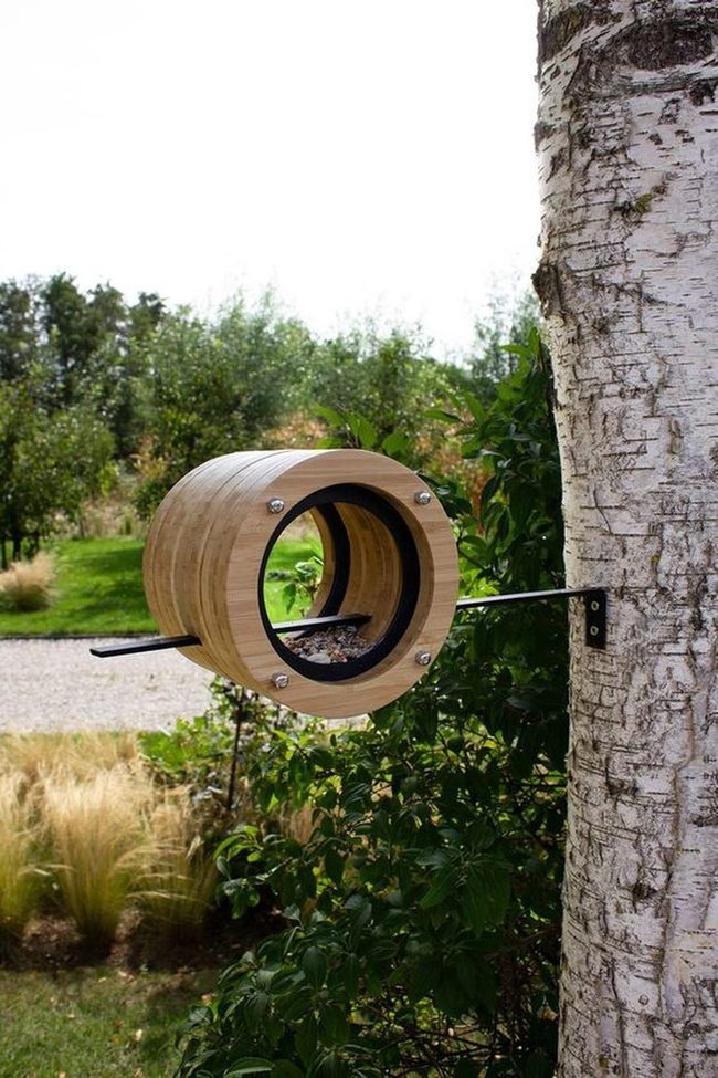 Wooden Barrels Feed Garden Birds