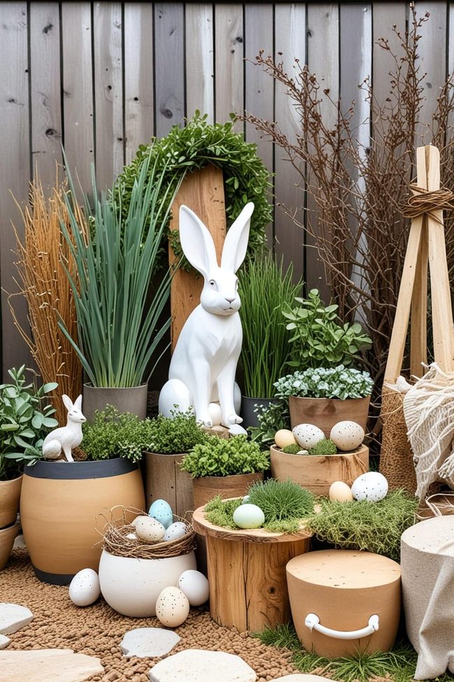 Natural Timber and Easter Greenery