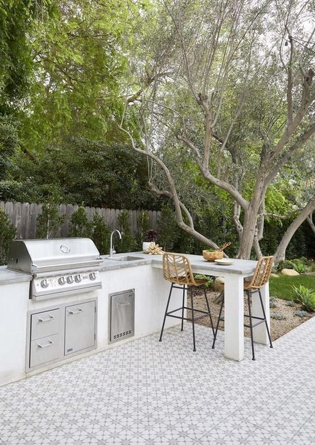Stainless Steel Kitchen Meets Garden Green