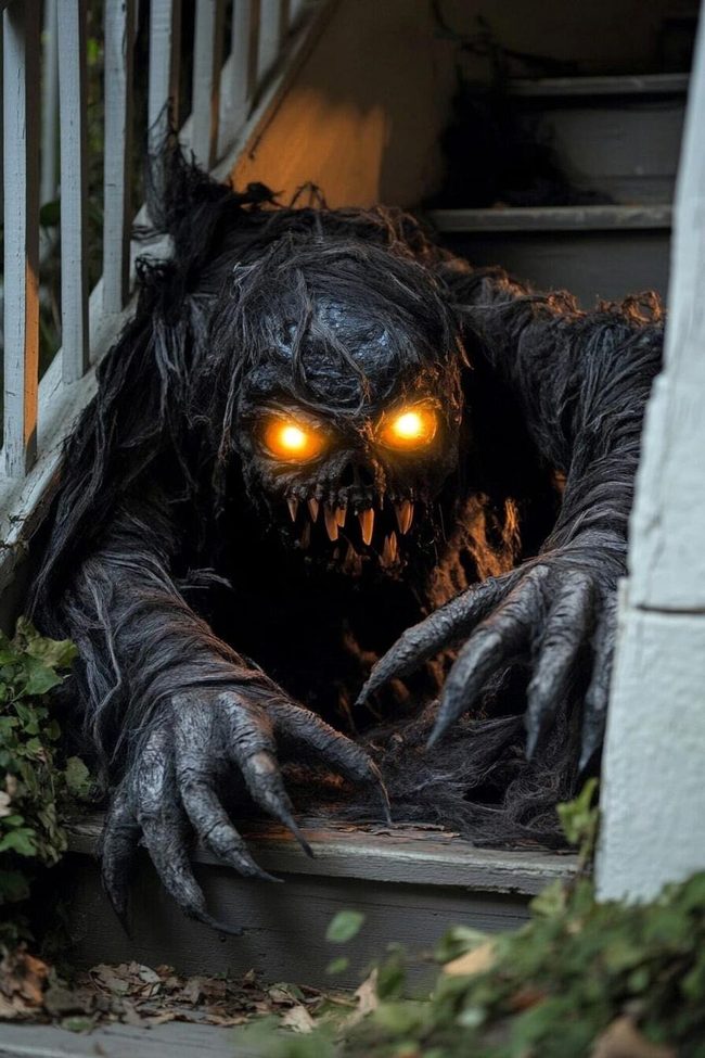 Glowing Eyes Under Porch Stairs