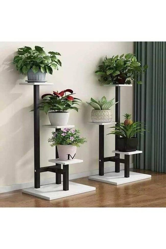 Black Frame White Shelves Plant Display