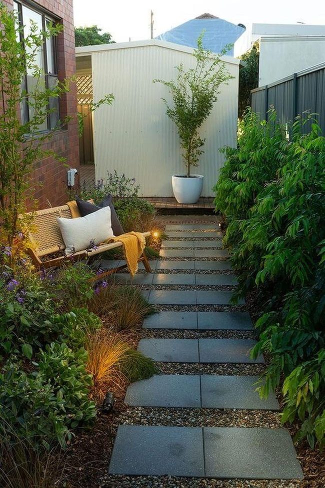 Stone Pathway Through Verdant Garden Sanctuary
