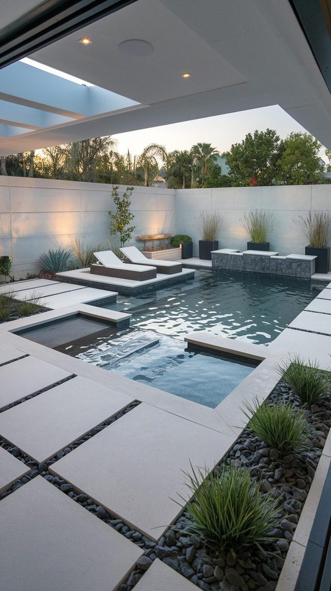 Geometric Neutrals Minimalist Pools