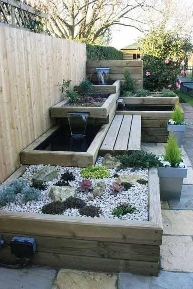 Tiered Wood Seating Garden Oasis