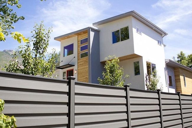 Horizontal Slats Contemporary Urban Fence