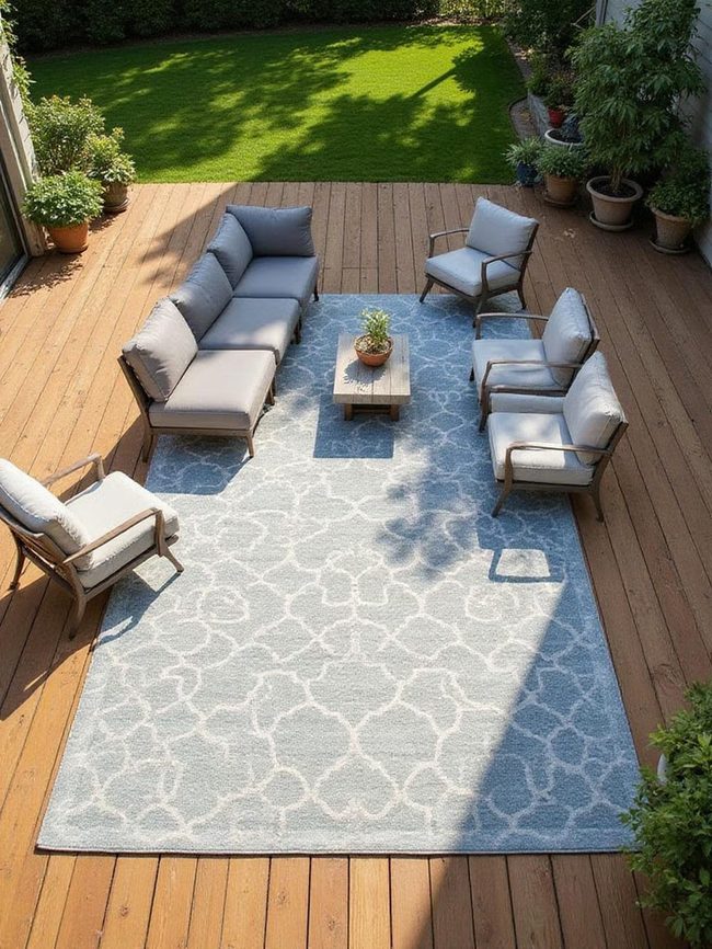 Polypropylene Deck Rugs Define Space