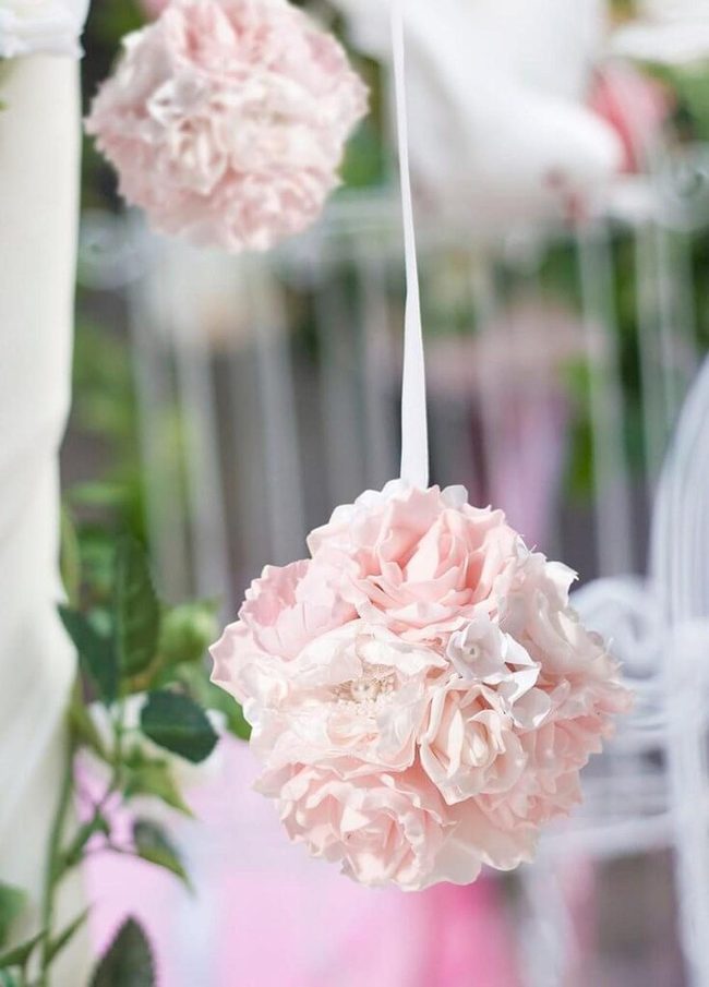 Suspended Pink Floral Spheres