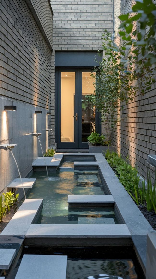 Sleek Rectangle Water Feature Tiny Terrace