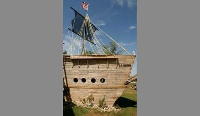 Wooden Pirate Ship Pool Deck
