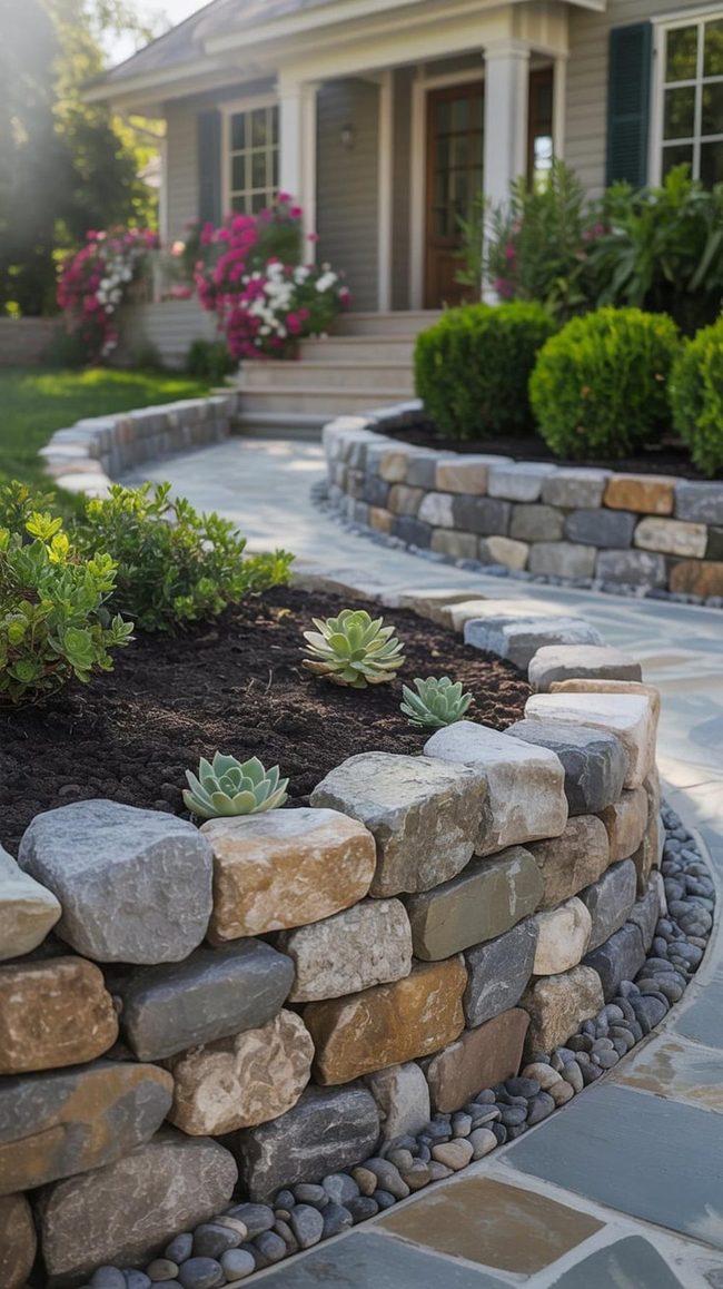 Stacked Stone Entry Border