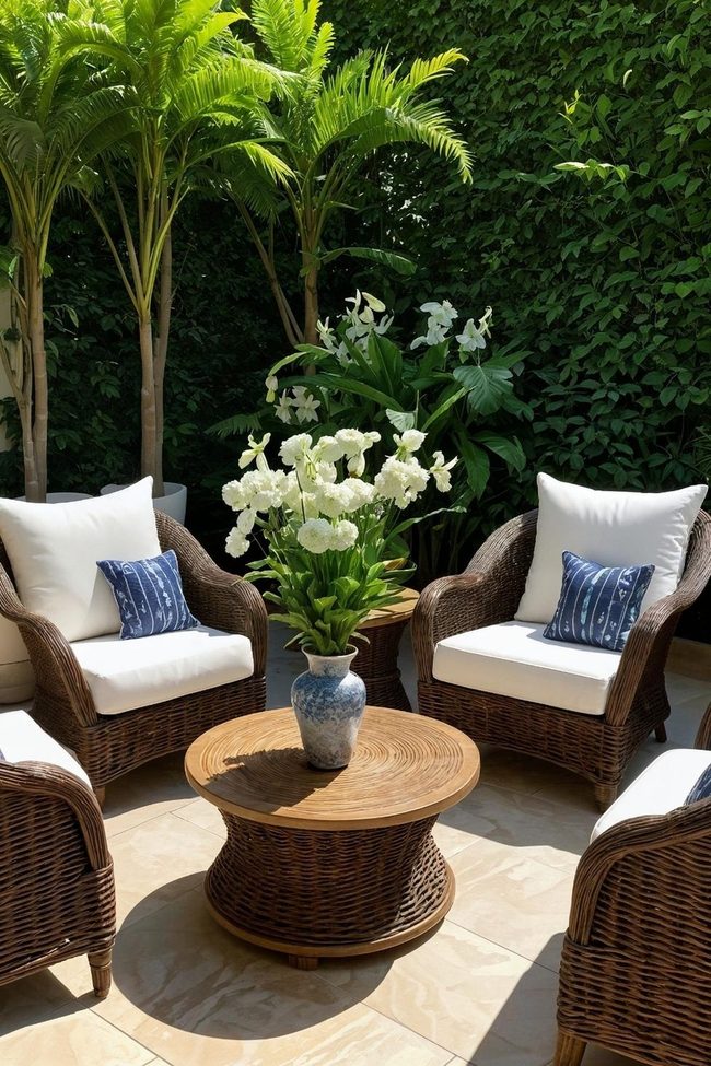 Wicker Patio Furniture With Plush Cushions