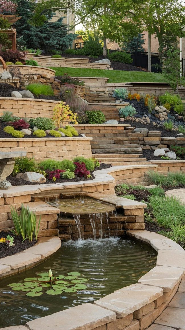 Tiered Patio Hillside Oasis