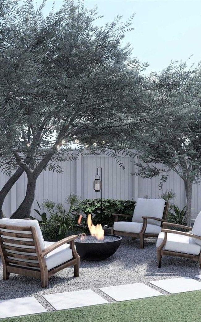 Wood Chairs Circle Backyard Fire Pit