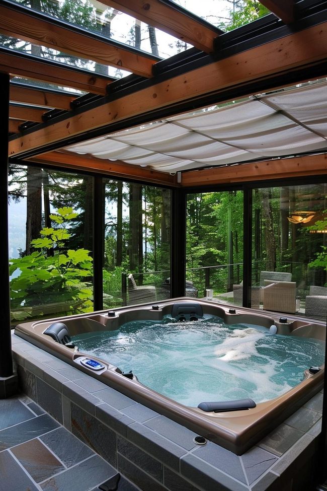 Modern Motorized Hot Tub Shade