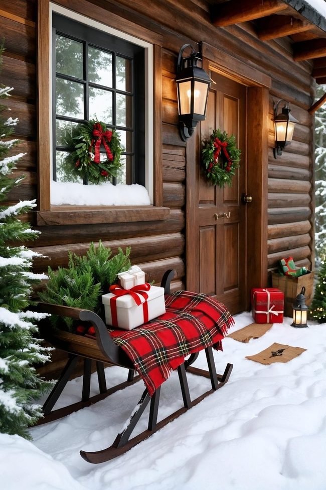 Vintage Sled Overflowing With Wrapped Presents