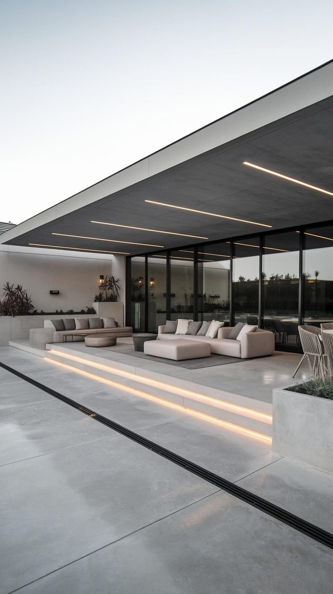 Glowing Led Edges Modern Veranda