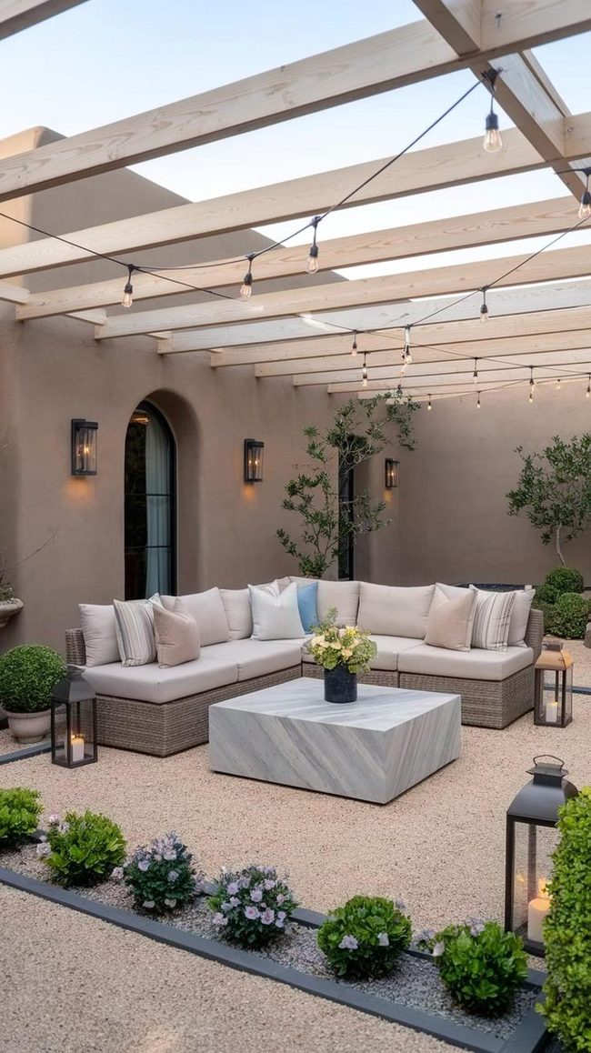 Pea Gravel Terrace Dining Oasis