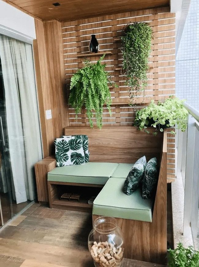Green Leaf Cushions Tiny Balcony