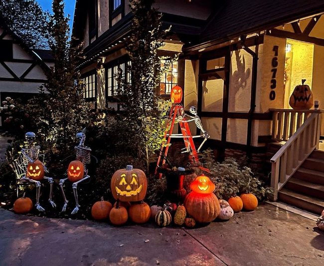 Orange Jack-O-Lanterns Line Your Path