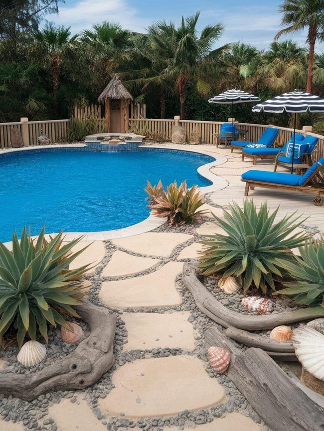Lush Green Pool Deck Plants
