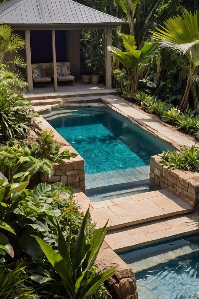 Green Foliage Frames Semi-Inground Pool