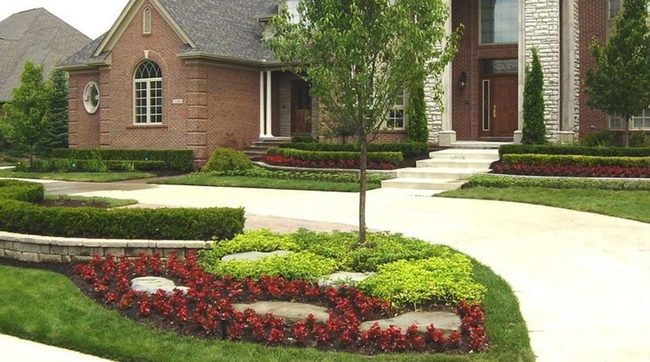 Symmetrical Flower Beds Command Attention