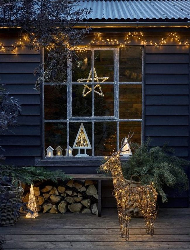Dark Blue Walls Winter Lights