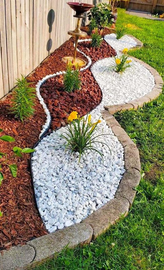 Curved Stone Beds With Marble Accents