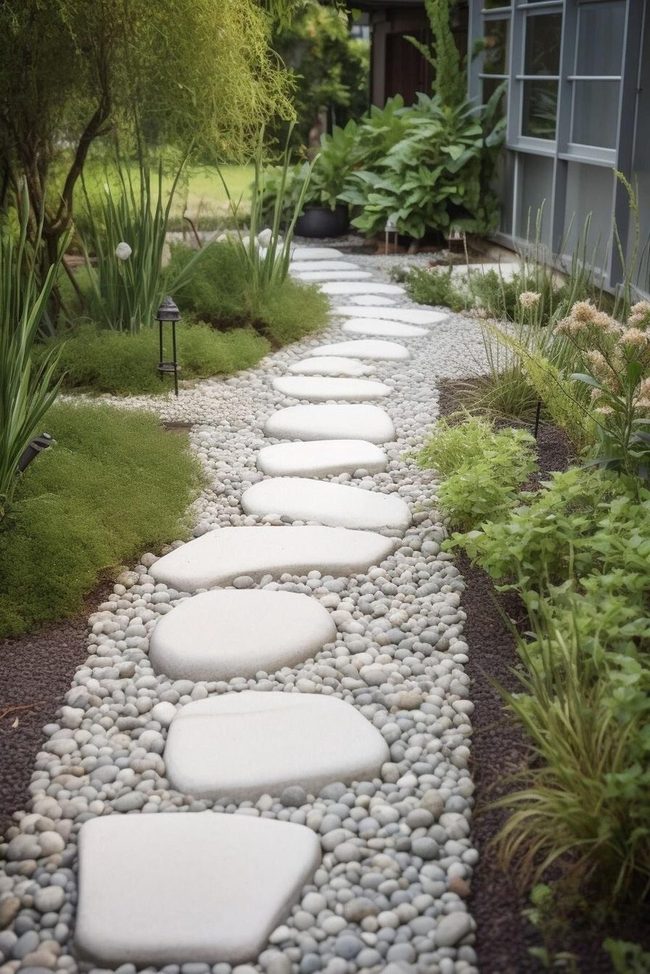 Stone Path Through Wild Greens