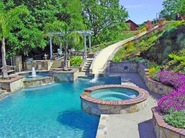 Backyard Water Slide And Fountain