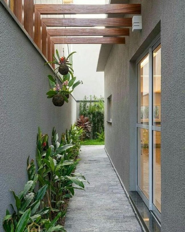 Shadows And Blooms On Gray Stone