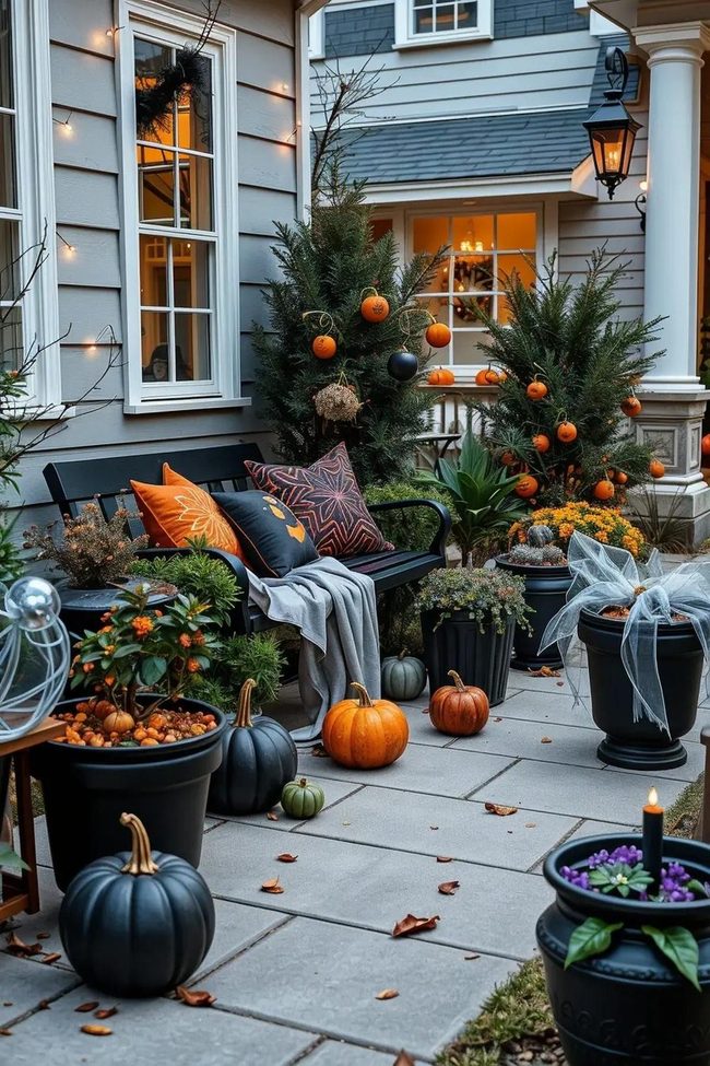 Black Orange Plum Halloween Elegance