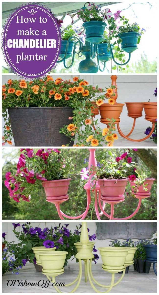 Vintage Chandelier Blooming Garden Accent