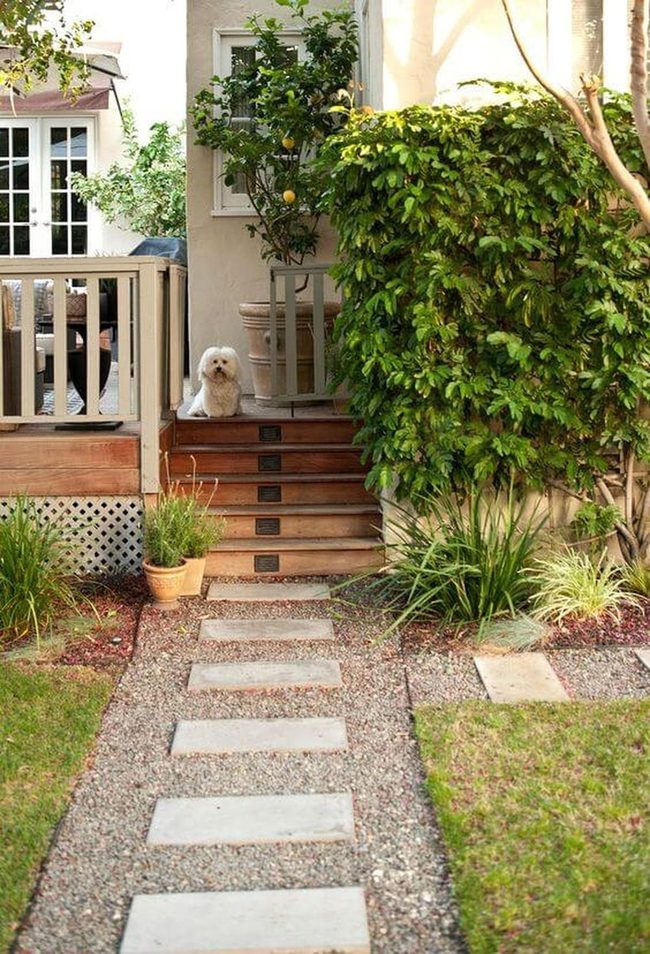 Gravel Paths Stone Slabs Green