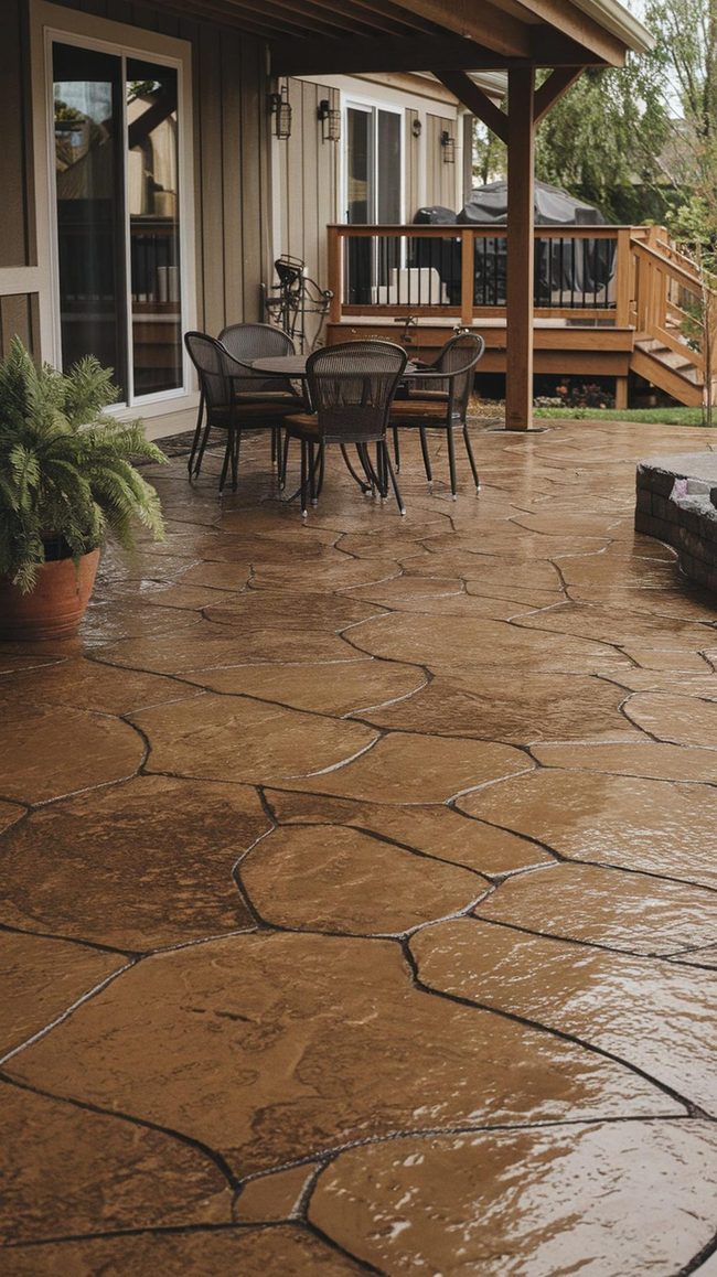Flagstone Patio Swing Under Pergola